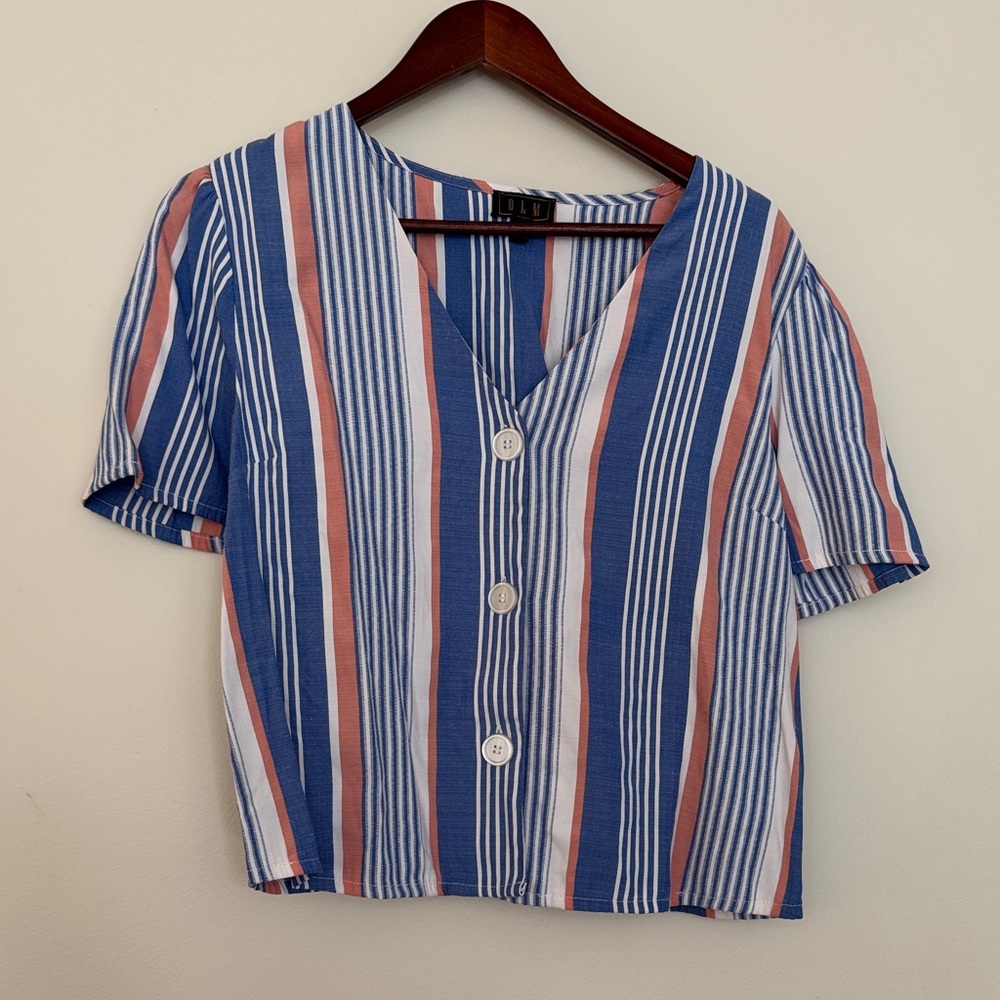 OLM Striped V-Neck Blouse